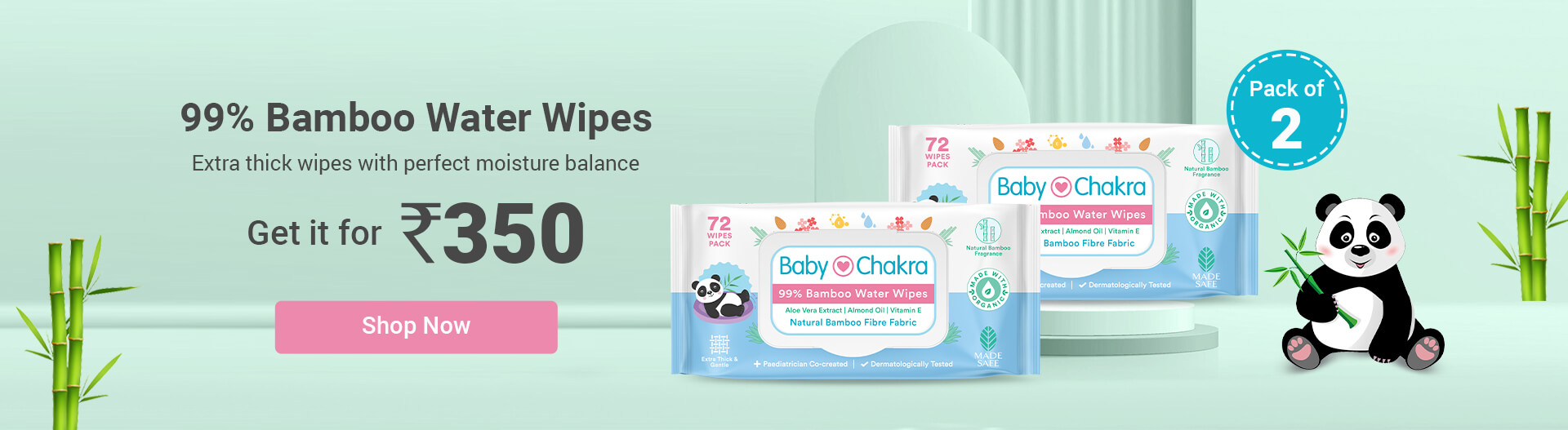 Bamboo Water Wipes Pack Of 2